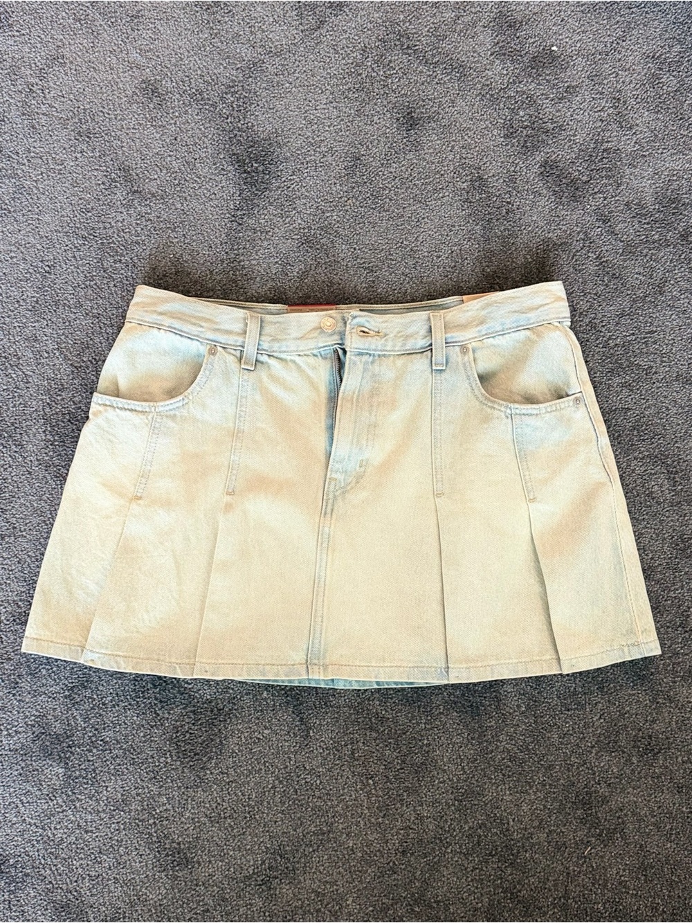 Levi's Light Blue Pleated Denim Mini Skirt